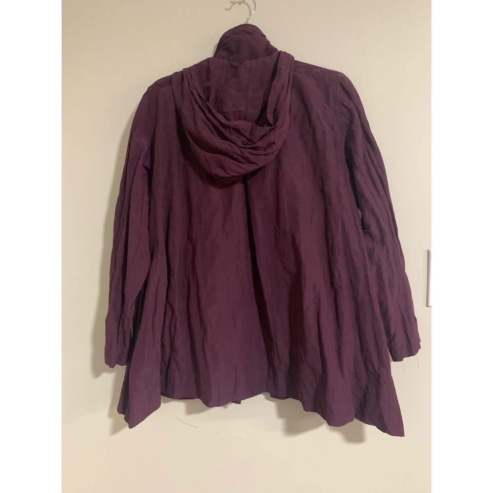 Eileen Fisher Womens Metallic Cotton Blend Hooded Jacket Purple Plum Medium - Picture 5 of 9